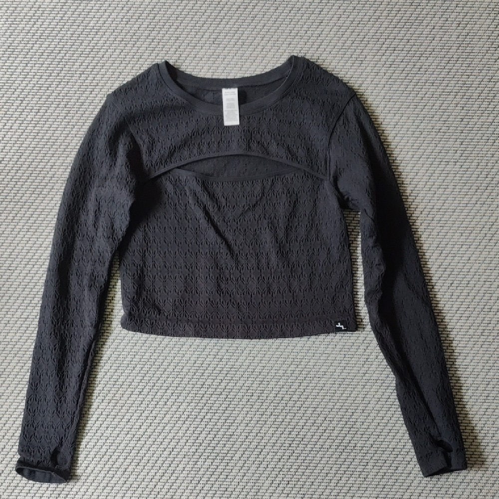 Black Peekaboo Long Sleeve Athletic Top